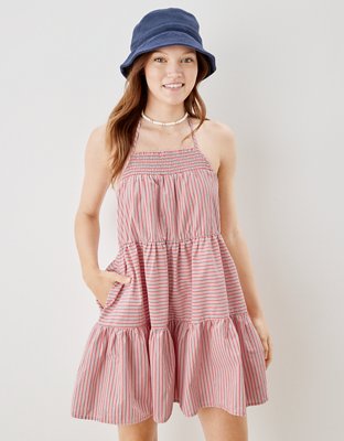 AE High-Neck Poplin Halter Mini Dress