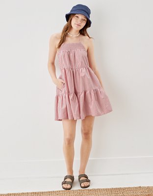 AE High-Neck Poplin Halter Mini Dress