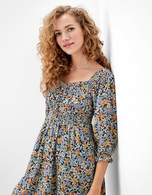 AE Floral Puff Sleeve Mini Dress