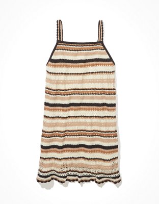 AE Striped Crochet Sweater Dress