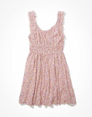 AE Vestido corto sencillo con cintura con elástico