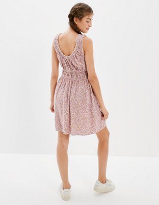AE Vestido corto sencillo con cintura con elástico