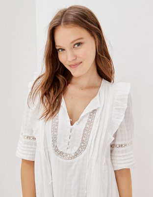 AE Pintuck Ruffle Babydoll Mini Dress