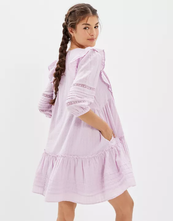 AE Pintuck Ruffle Babydoll Mini Dress