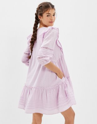 AE Pintuck Ruffle Babydoll Mini Dress