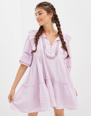 AE Pintuck Ruffle Babydoll Mini Dress