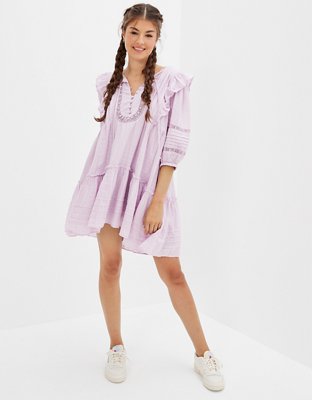 AE Pintuck Ruffle Babydoll Mini Dress