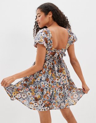 AE Floral Button-Front Mini Dress