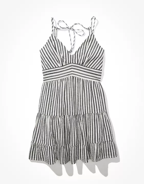 AE Striped Halter Babydoll Mini Dress