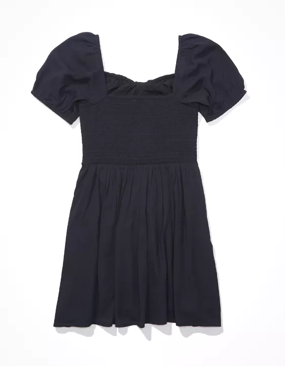 AE Puff-Sleeve Ruched Mini Dress