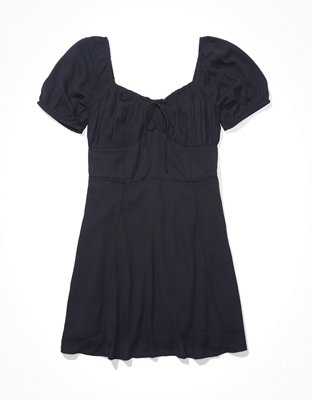 AE Puff-Sleeve Ruched Mini Dress