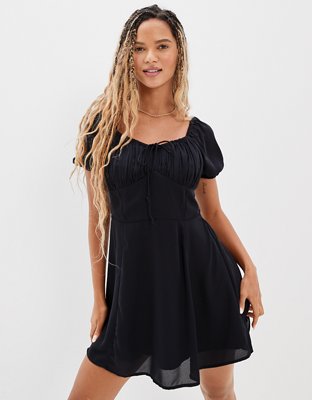 AE Puff-Sleeve Ruched Mini Dress