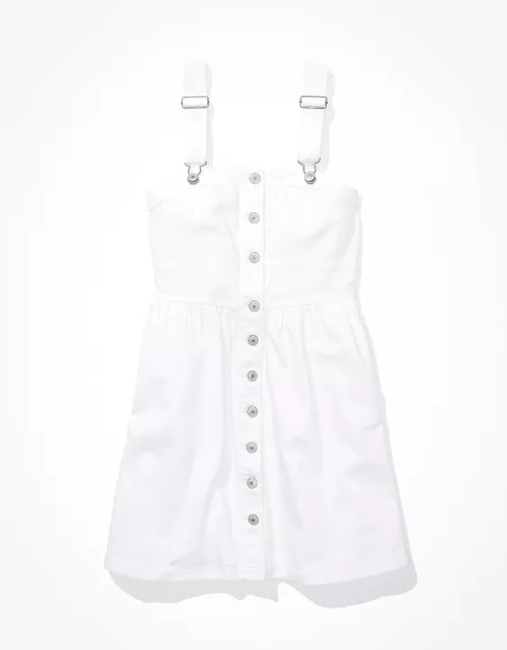 AE Button-Front Denim Mini Dress
