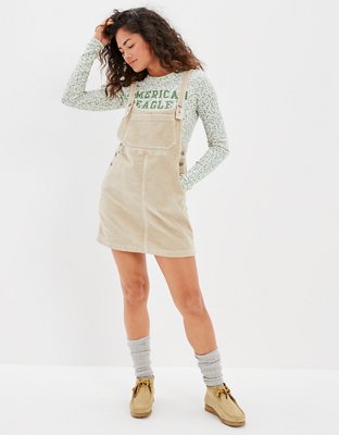 american eagle brown corduroy dress Splicing Fake Two-piece Suspender Dress  ARCANA ARCHIVE