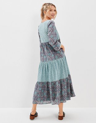 Женские платья American Eagle AE Mixed Print Long-Sleeve Midi Dress — фото 3