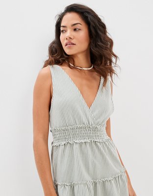 AE Striped V-Neck Knit Mini Dress