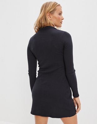 AE Ruched Knit Button-Front Mini Dress