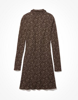 AE Ruched Knit Button-Front Mini Dress