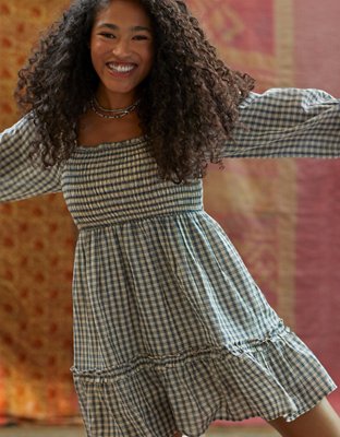 Long best sale gingham dress