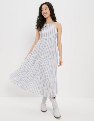 AE Striped Apron Neck Midi Dress