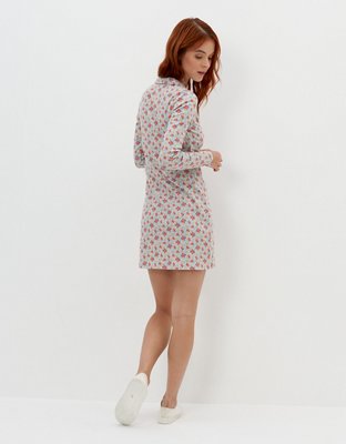 AE Knit Ruched Front Long-Sleeve Mini Dress