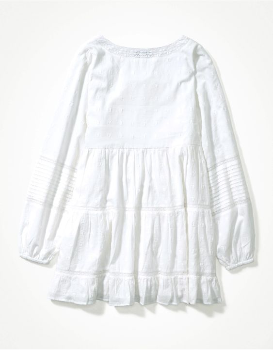 AE Pintuck Long-Sleeve Babydoll Mini Dress