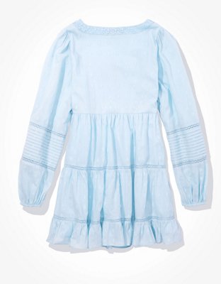 AE Pintuck Long-Sleeve Babydoll Mini Dress