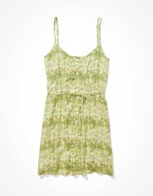 AE Floral Button-Front V-Neck Mini Dress