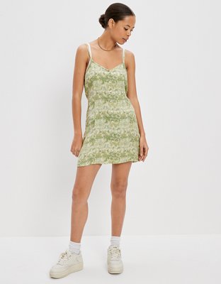 AE Floral Button-Front V-Neck Mini Dress