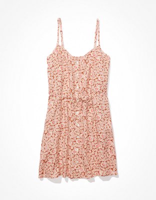 AE Vestido corto escote V floral con botones en el frente