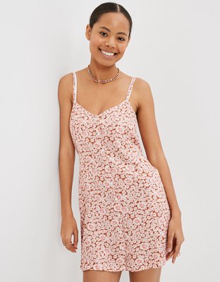 AE Floral Button-Front V-Neck Mini Dress