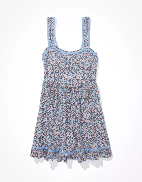 AE Floral Tie-Back Babydoll Mini Dress