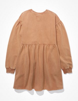 AE Vestido corto babydoll manga larga de fleece