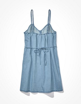 AE Button-Front V-Neck Mini Dress