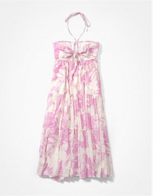 AE Ruched Halter Midi Dress | American Eagle