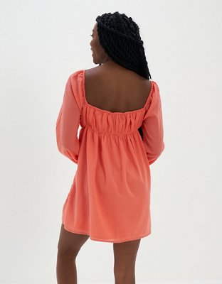 Женские платья American Eagle AE Ring-Front Long-Sleeve Babydoll Mini dress — фото 2