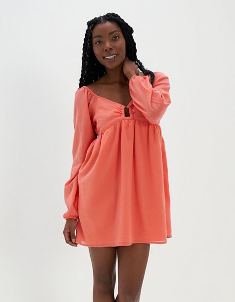 Женские платья American Eagle AE Ring-Front Long-Sleeve Babydoll Mini dress