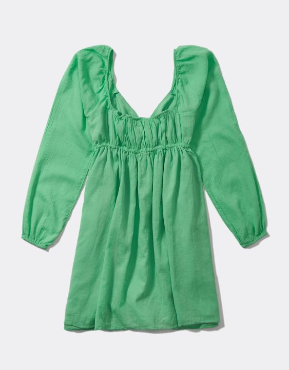 AE Ring-Front Long-Sleeve Babydoll Mini dress