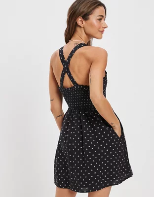 AE Smocked Cross-Back Mini Dress