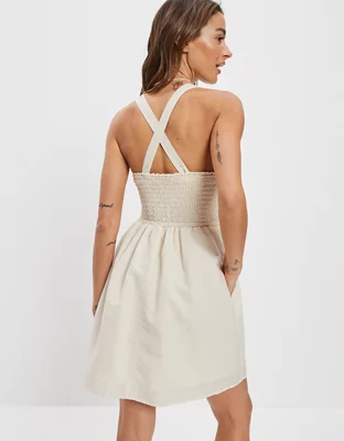 AE Smocked Cross-Back Mini Dress
