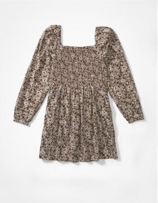 AE Smocked Long-Sleeved Mini Dress
