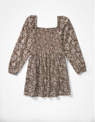 AE Smocked Long-Sleeved Mini Dress