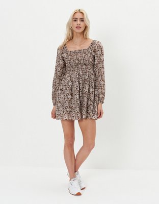 AE Smocked Long-Sleeved Mini Dress
