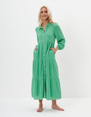 AE Button-Up Midi Shirt Dress