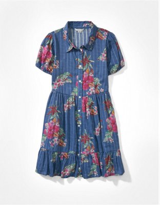 AE Vestido Corto Camisero con Botones
