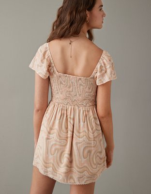 AE Flutter-Sleeve Corset Mini Dress