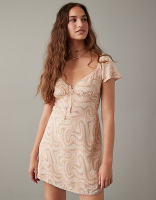 AE Flutter-Sleeve Corset Mini Dress