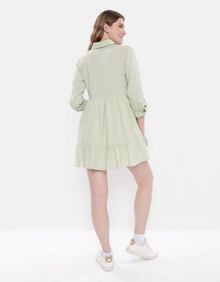 american eagle shirt dress American Eagle Henley Shirt Dress Women's Sz Medium Striped Long Sleeve  Stretch