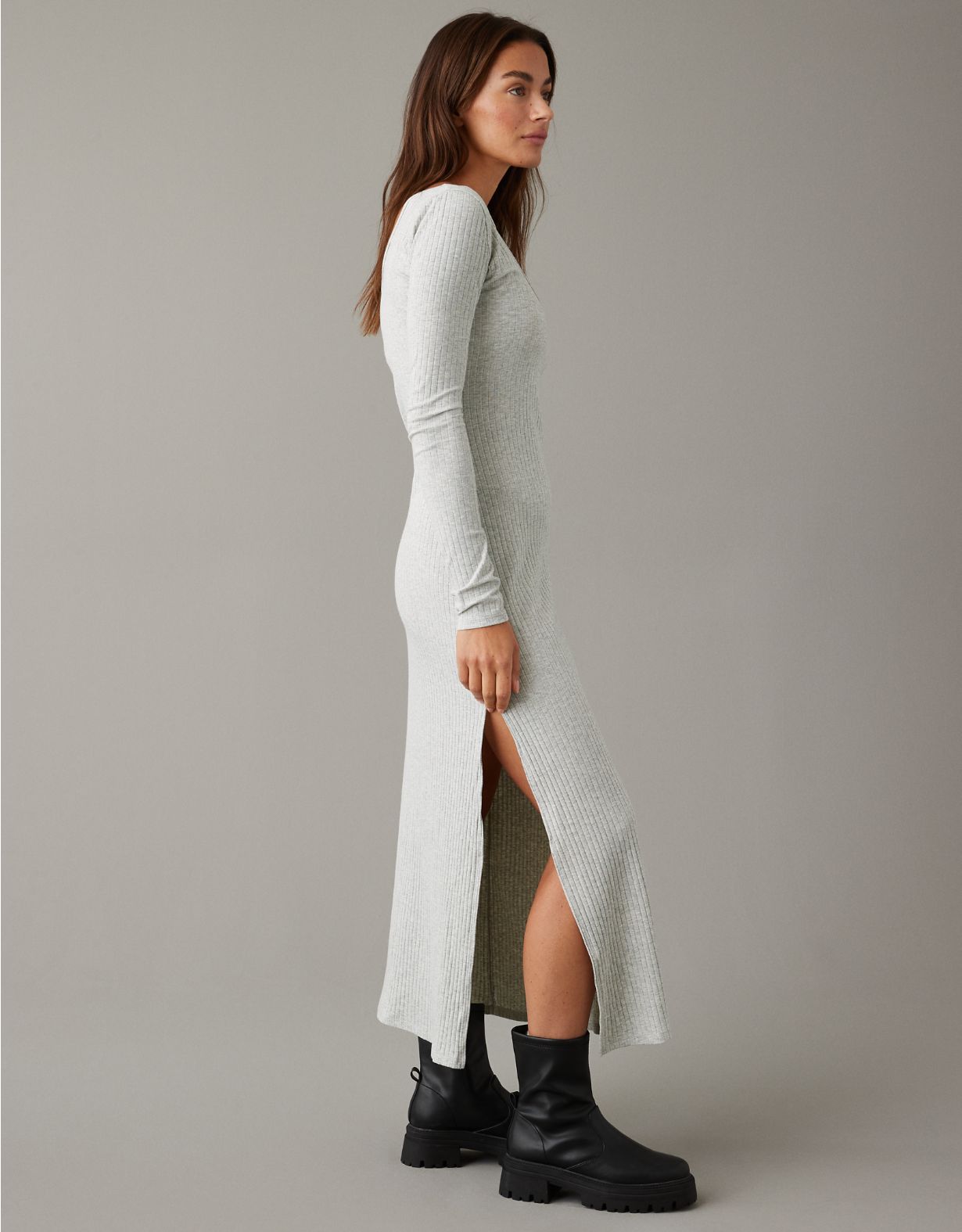 AE Long-Sleeve Knit Midi Dress