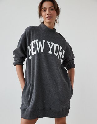 Женские платья American Eagle AE Oversized Fleece Mock Neck City Graphic Mini Dress — фото 4